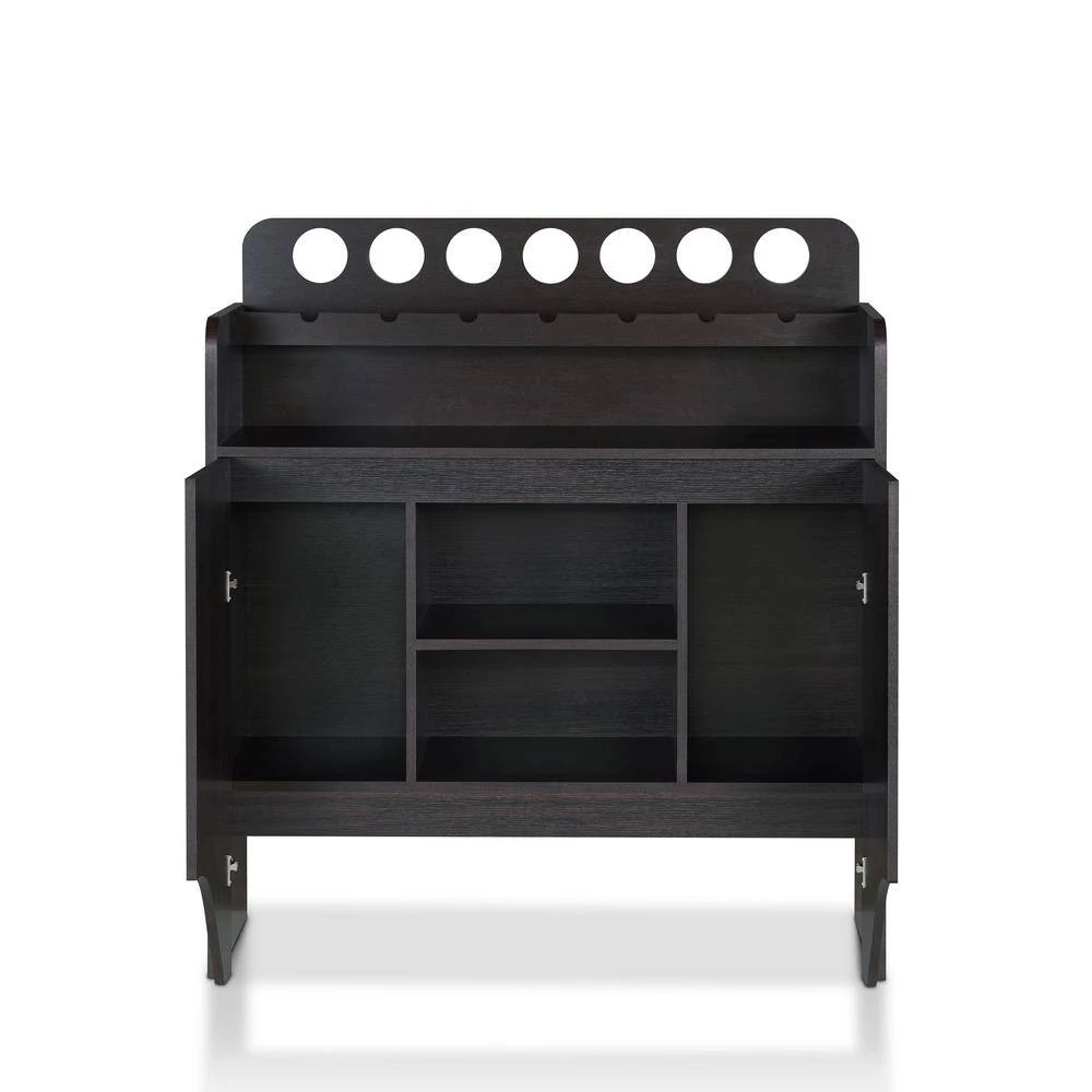 Manor 7-Bottle Wine Espresso Display Cabinet by Furniture of America 2 Manor 7-Bottle Wine Espresso Display Cabinet by Furniture of America - Image 2