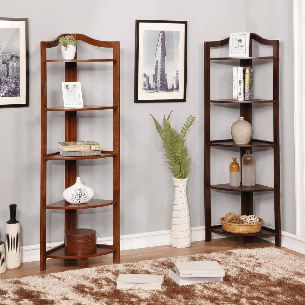 Neil 62 in. Espresso Wood 5-shelf Corner Bookcase by Furniture of America 5 Neil 62 in. Espresso Wood 5-shelf Corner Bookcase by Furniture of America - Image 5