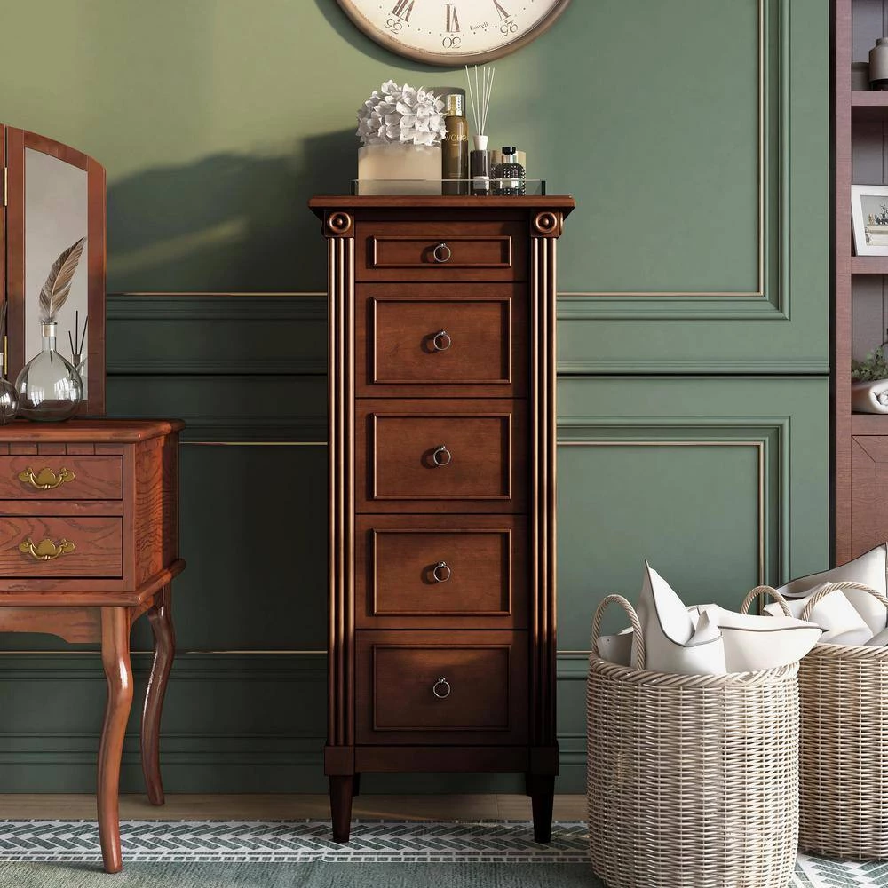 Gretnall 5-Drawer Espresso Chest of Drawers (46.5 in. H x 18 in. W x 15.5 in. D) by Furniture of America 12 Gretnall 5-Drawer Espresso Chest of Drawers (46.5 in. H x 18 in. W x 15.5 in. D) by Furniture of America - Image 12