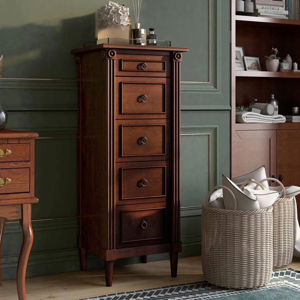 Gretnall 5-Drawer Espresso Chest of Drawers (46.5 in. H x 18 in. W x 15.5 in. D) by Furniture of America 7 Gretnall 5-Drawer Espresso Chest of Drawers (46.5 in. H x 18 in. W x 15.5 in. D) by Furniture of America - Image 7