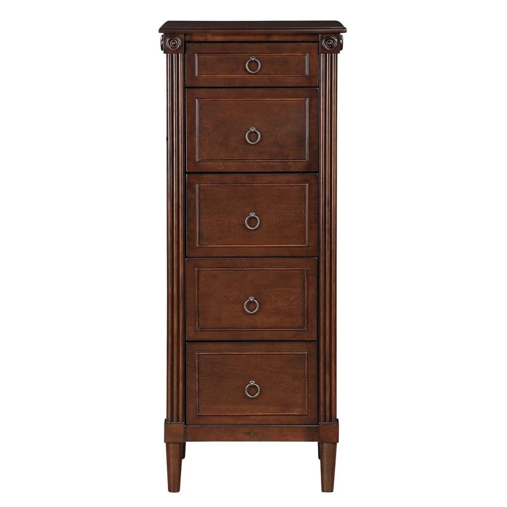 Gretnall 5-Drawer Espresso Chest of Drawers (46.5 in. H x 18 in. W x 15.5 in. D) by Furniture of America 1 Gretnall 5-Drawer Espresso Chest of Drawers (46.5 in. H x 18 in. W x 15.5 in. D) by Furniture of America