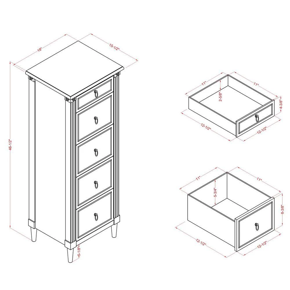 Gretnall 5-Drawer Espresso Chest of Drawers (46.5 in. H x 18 in. W x 15.5 in. D) by Furniture of America 11 Gretnall 5-Drawer Espresso Chest of Drawers (46.5 in. H x 18 in. W x 15.5 in. D) by Furniture of America - Image 11