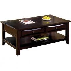 Baldwin 50 in. Espresso Large Rectangle Wood Coffee Table with Drawers by Furniture of America