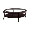 Uluru 52.5 in. Espresso and Clear Oval Glass Coffee Table with 1-Shelf by Furniture of America