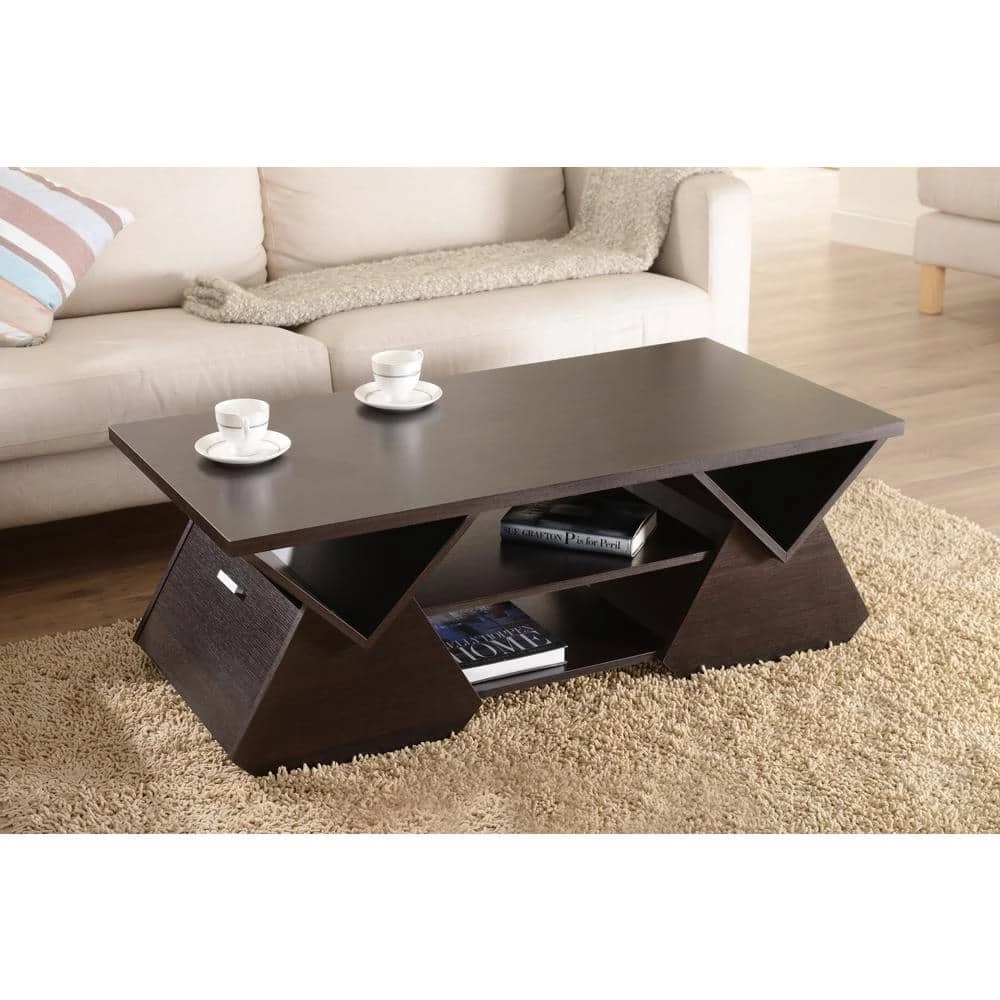 Arden 48 in. Espresso Large Rectangle Wood Coffee Table with Shelf by Furniture of America 2 Arden 48 in. Espresso Large Rectangle Wood Coffee Table with Shelf by Furniture of America - Image 2