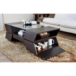 Kornat 47 in. Espresso Rectangle Glass Coffee Table by Furniture of America -Furniture of America Sales Store espresso furniture of america coffee tables ynj 1405 5 44 1000
