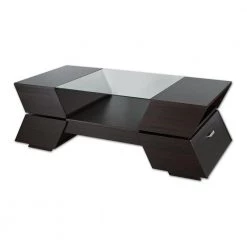 Kornat 47 in. Espresso Rectangle Glass Coffee Table by Furniture of America