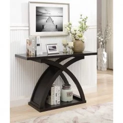 Luxor 47 in. Espresso Standard Rectangle Wood Console Table with Shelves by Furniture of America -Furniture of America Sales Store espresso furniture of america console tables idf 4641s 31 1000