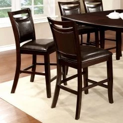Swanson Espresso Leather Counter Height Dining Chair (Set of 2) by Furniture of America -Furniture of America Sales Store espresso furniture of america dining chairs idf 3024pc 4f 1000