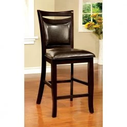 Swanson Espresso Leather Counter Height Dining Chair (Set of 2) by Furniture of America -Furniture of America Sales Store espresso furniture of america dining chairs idf 3024pc c3 1000