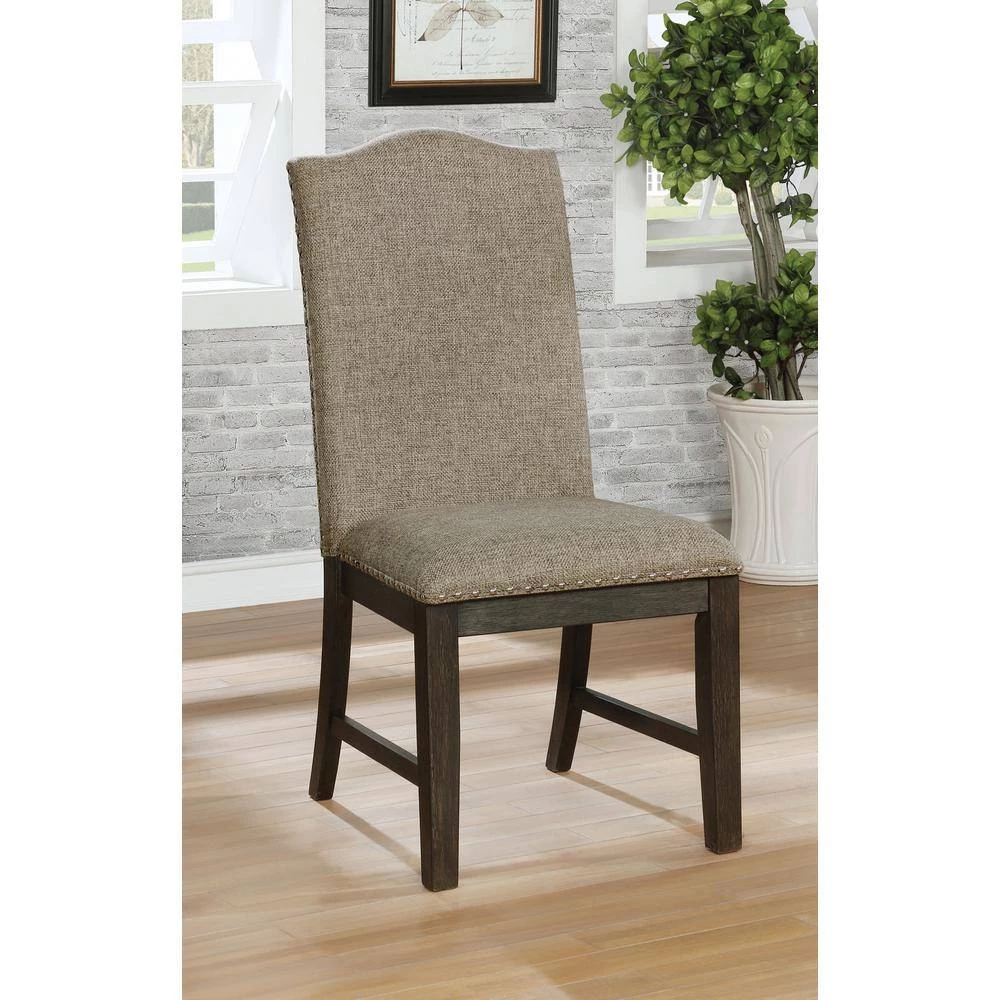 Dorsett Espresso Upholstered Side Chairs (Set of 2) by Furniture of America 2 Dorsett Espresso Upholstered Side Chairs (Set of 2) by Furniture of America - Image 2
