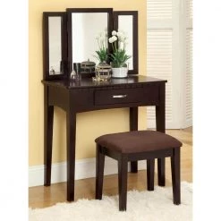 Dalorry 2-Piece Espresso Vanity Set by Furniture of America 9 Dalorry 2-Piece Espresso Vanity Set by Furniture of America -Furniture of America Sales Store espresso furniture of america makeup vanities idf dk6490exp 31 1000