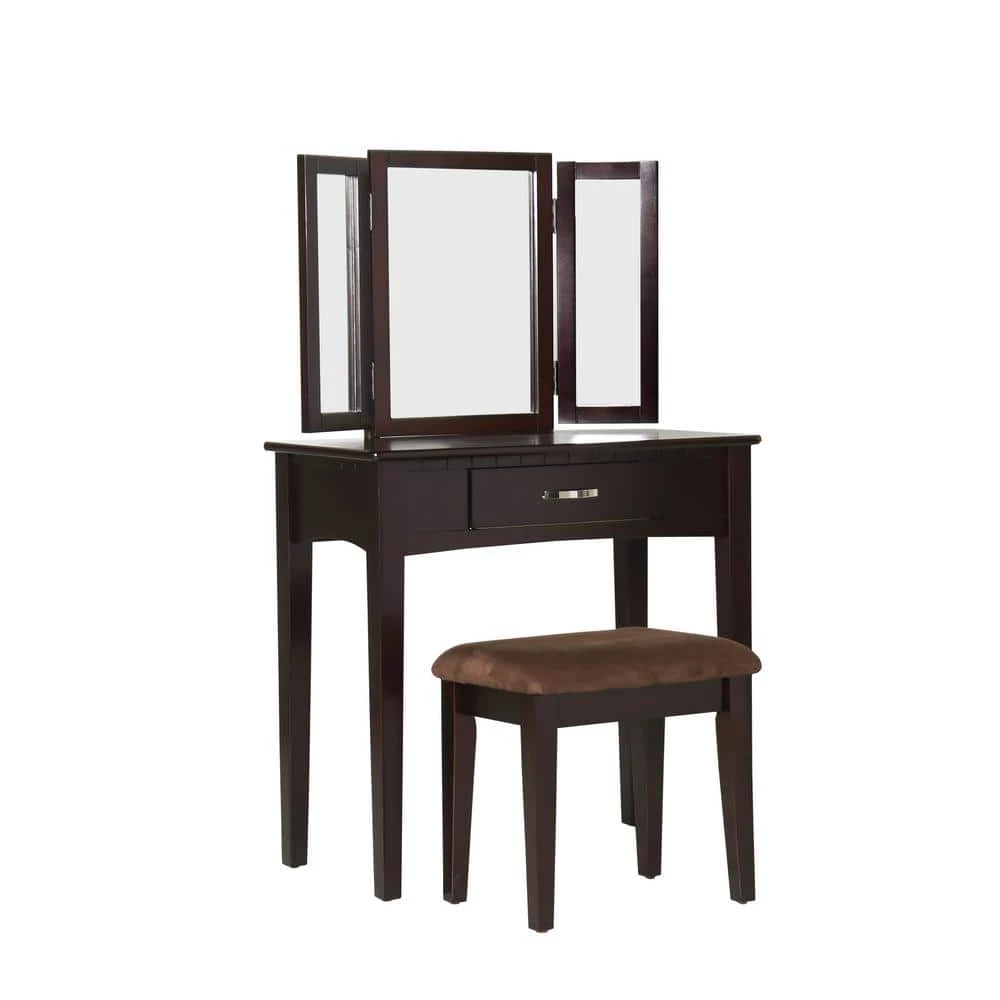 Dalorry 2-Piece Espresso Vanity Set by Furniture of America 1 Dalorry 2-Piece Espresso Vanity Set by Furniture of America