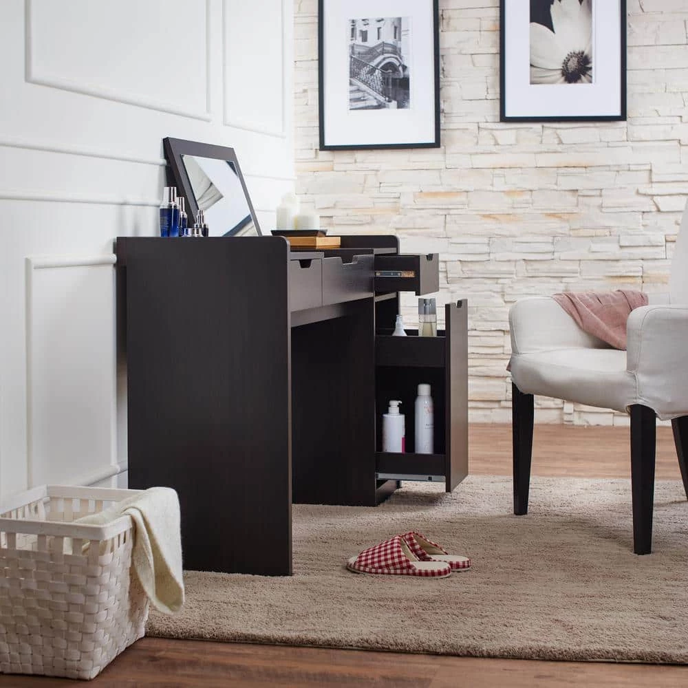 Bailly 2-Piece Espresso Vanity with Mirror by Furniture of America 5 Bailly 2-Piece Espresso Vanity with Mirror by Furniture of America - Image 5