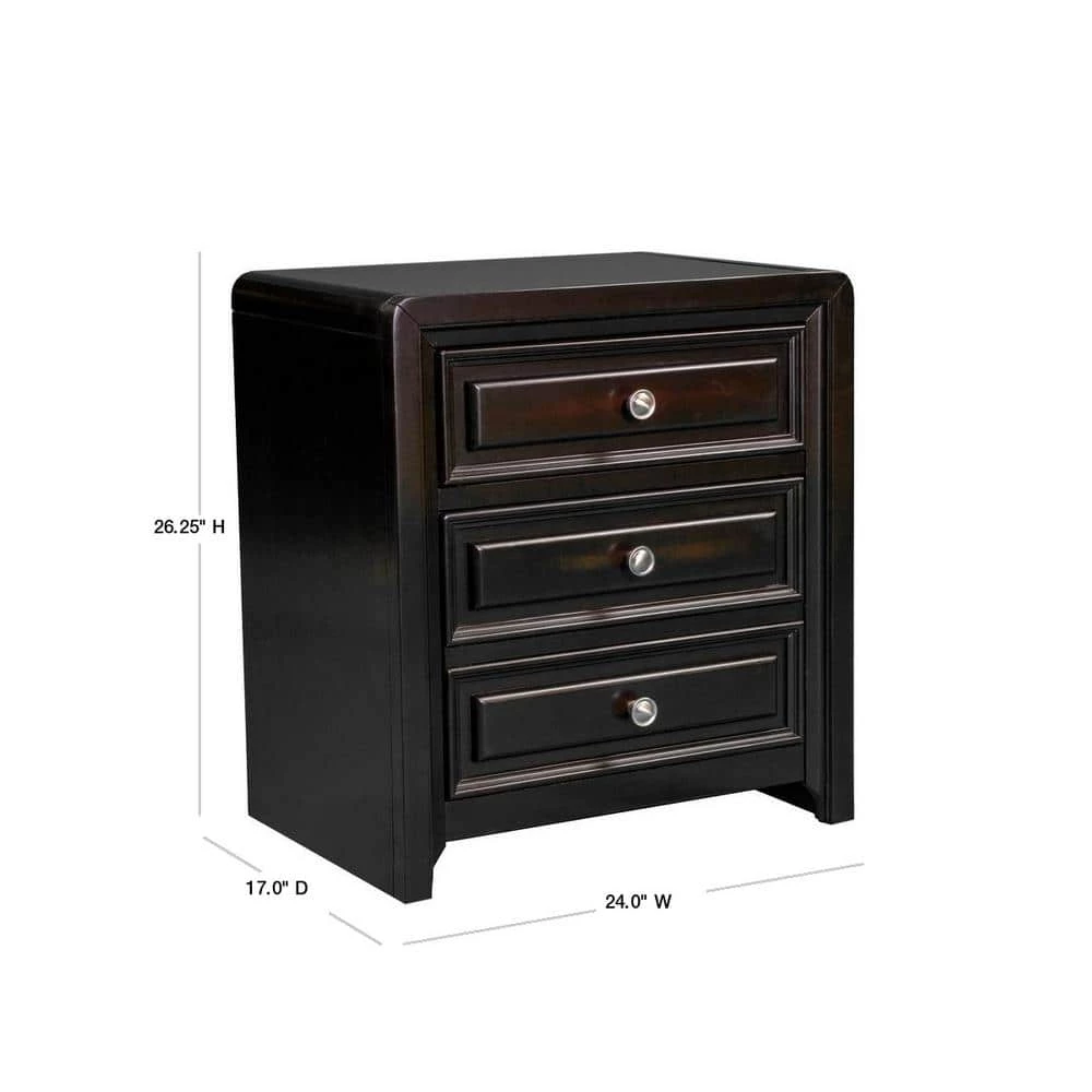 Tucson 3-Drawer Espresso Nightstand by Furniture of America 3 Tucson 3-Drawer Espresso Nightstand by Furniture of America - Image 3