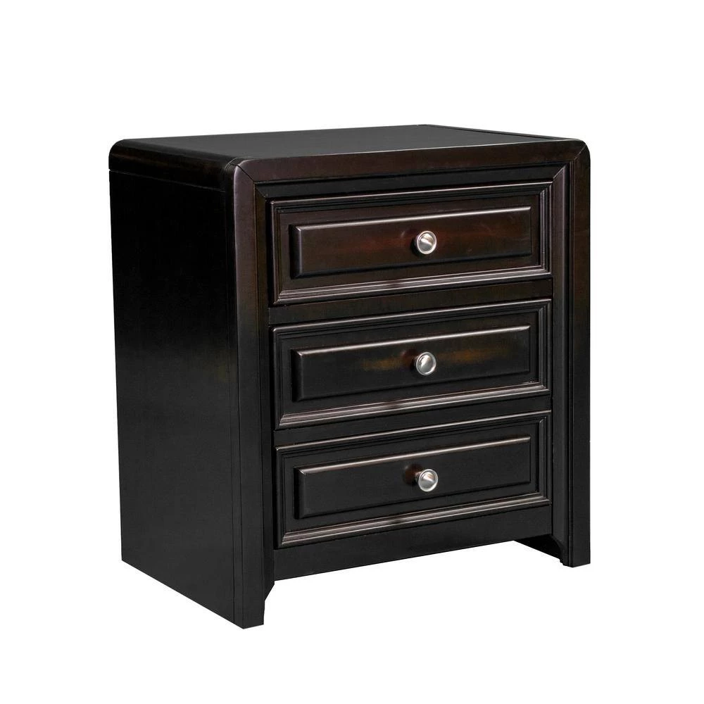 Tucson 3-Drawer Espresso Nightstand by Furniture of America 4 Tucson 3-Drawer Espresso Nightstand by Furniture of America - Image 4