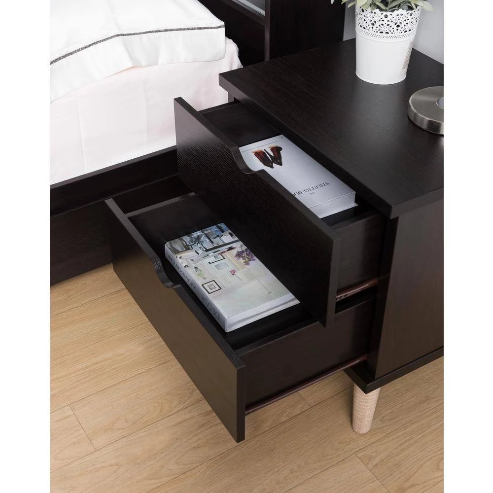 Kitzner II 2-Drawer Espresso Nightstand (20 in. W X 15.5 in. D X 22 in. H) by Furniture of America 3 Kitzner II 2-Drawer Espresso Nightstand (20 in. W X 15.5 in. D X 22 in. H) by Furniture of America - Image 3