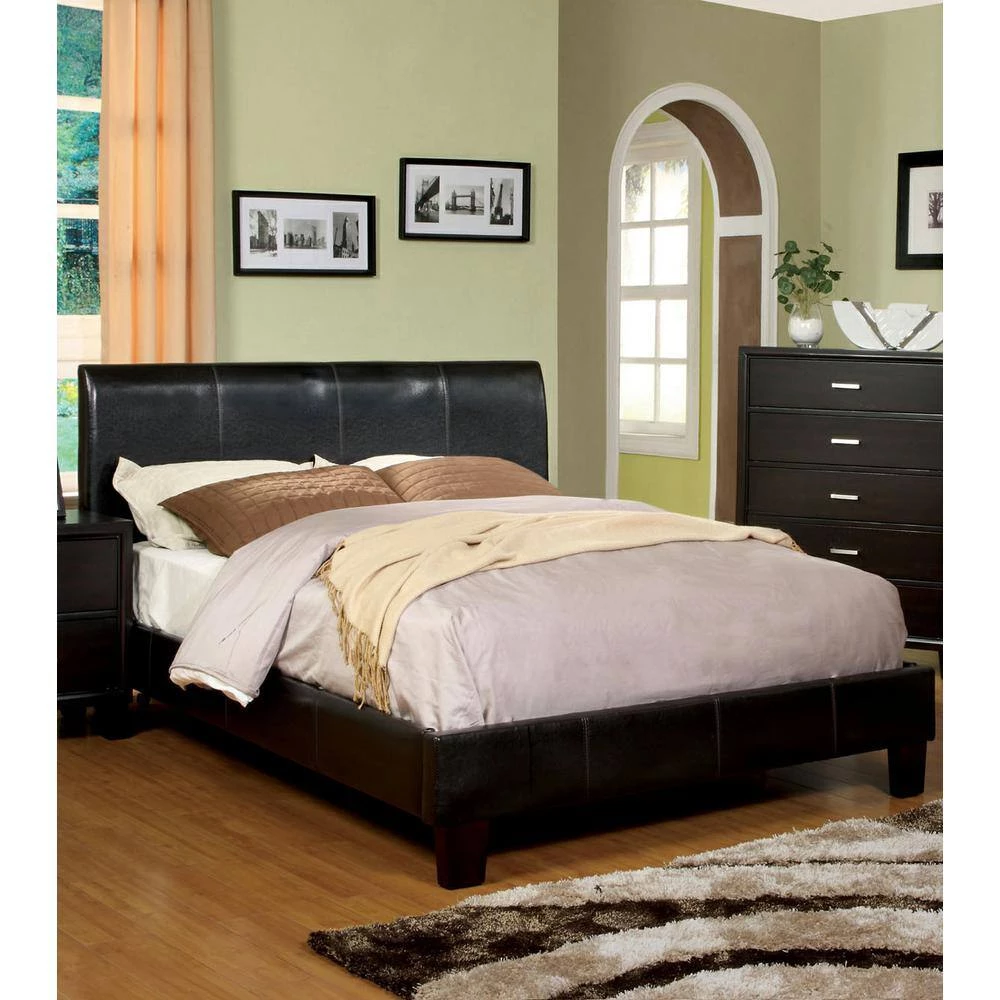 Jurissa 42 in. W Brown Twin Wood Frame Upholstered Platform Bed by Furniture of America 4 Jurissa 42 in. W Brown Twin Wood Frame Upholstered Platform Bed by Furniture of America - Image 4
