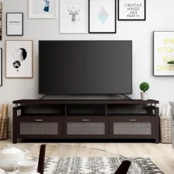 Chence 71 in. Espresso Particle Board TV Stand Fits TVs Up to 80 in. with Storage Doors by Furniture of America -Furniture of America Sales Store espresso furniture of america tv stands ynj 1433 5 31 1000