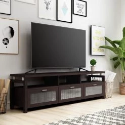 Chence 71 in. Espresso Particle Board TV Stand Fits TVs Up to 80 in. with Storage Doors by Furniture of America -Furniture of America Sales Store espresso furniture of america tv stands ynj 1433 5 c3 1000