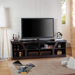 Olenve 71 in. Espresso Particle Board TV Stand Fits TVs Up to 80 in. with Storage Doors by Furniture of America -Furniture of America Sales Store espresso furniture of america tv stands ynj 1440 5 31 1000