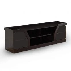 Olenve 71 in. Espresso Particle Board TV Stand Fits TVs Up to 80 in. with Storage Doors by Furniture of America
