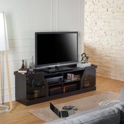 Olenve 71 in. Espresso Particle Board TV Stand Fits TVs Up to 80 in. with Storage Doors by Furniture of America -Furniture of America Sales Store espresso furniture of america tv stands ynj 1440 5 c3 1000