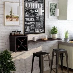 Alard 4-Bottle Espresso Floating Wine Bar by Furniture of America