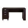 59 in. Rectangular Espresso 3 Drawer Writing Desk with Built-In Storage by Furniture of America