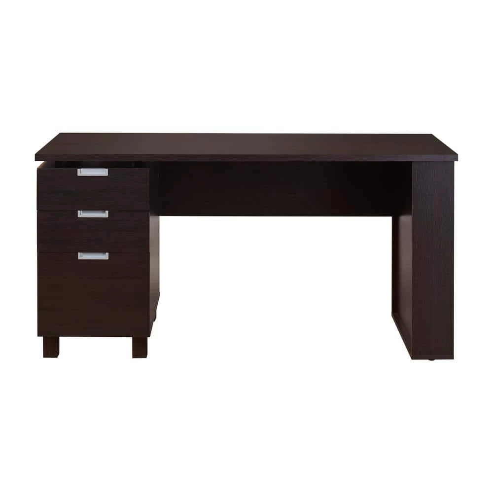 59 in. Rectangular Espresso 3 Drawer Writing Desk with Built-In Storage by Furniture of America 1 59 in. Rectangular Espresso 3 Drawer Writing Desk with Built-In Storage by Furniture of America