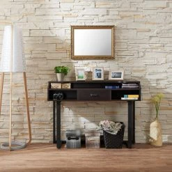 Duffield 47.25 in. Rectangle Espresso 1-Drawer Writing Desk with Open Shelves by Furniture of America -Furniture of America Sales Store espresso furniture of america writing desks ynj 1580c5 31 1000