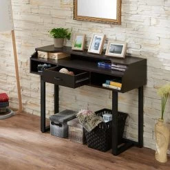 Duffield 47.25 in. Rectangle Espresso 1-Drawer Writing Desk with Open Shelves by Furniture of America -Furniture of America Sales Store espresso furniture of america writing desks ynj 1580c5 77 1000