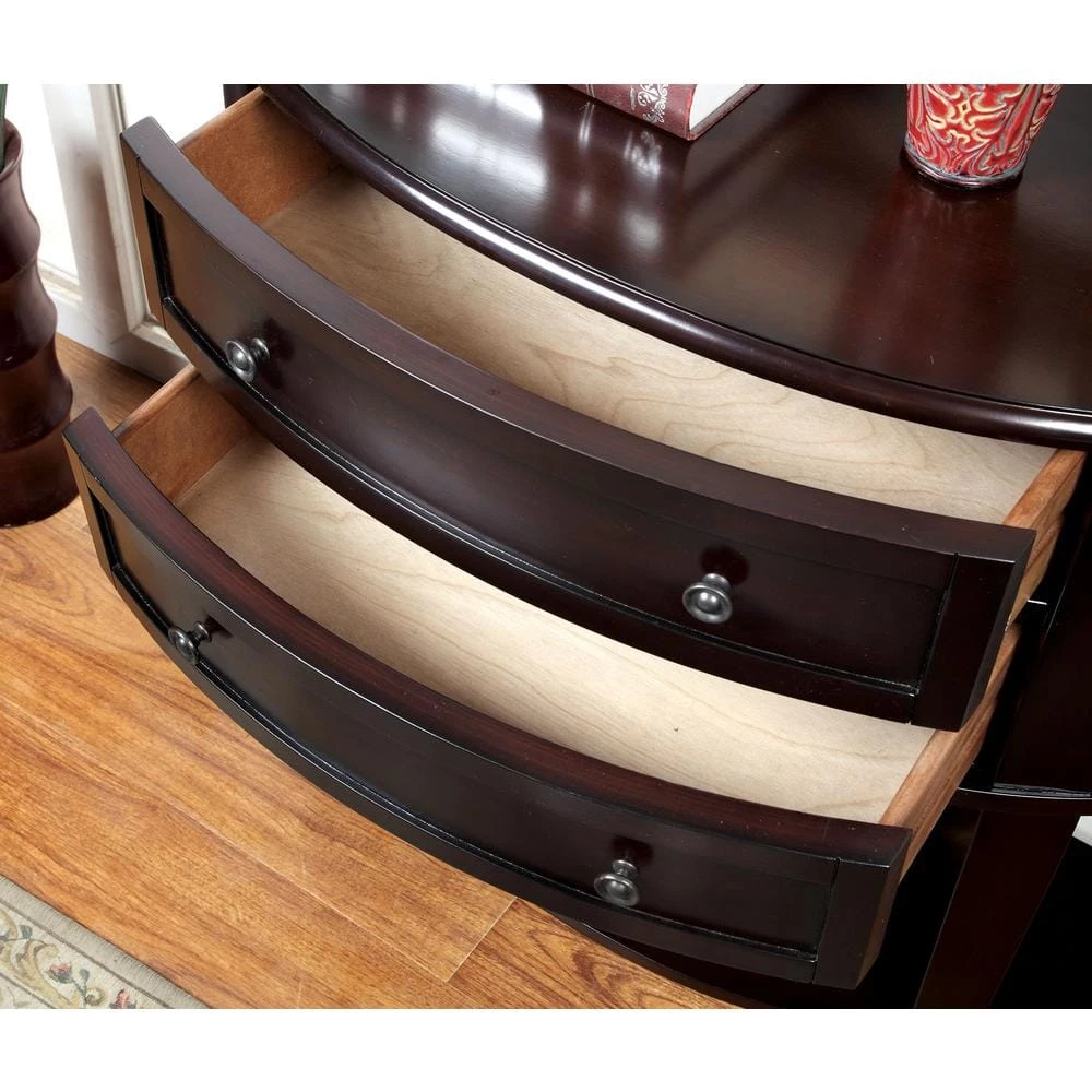 Annabell 38 in. Espresso Standard Half-Round Wood Console Table with 2-Drawers by Furniture of America 4 Annabell 38 in. Espresso Standard Half-Round Wood Console Table with 2-Drawers by Furniture of America - Image 4