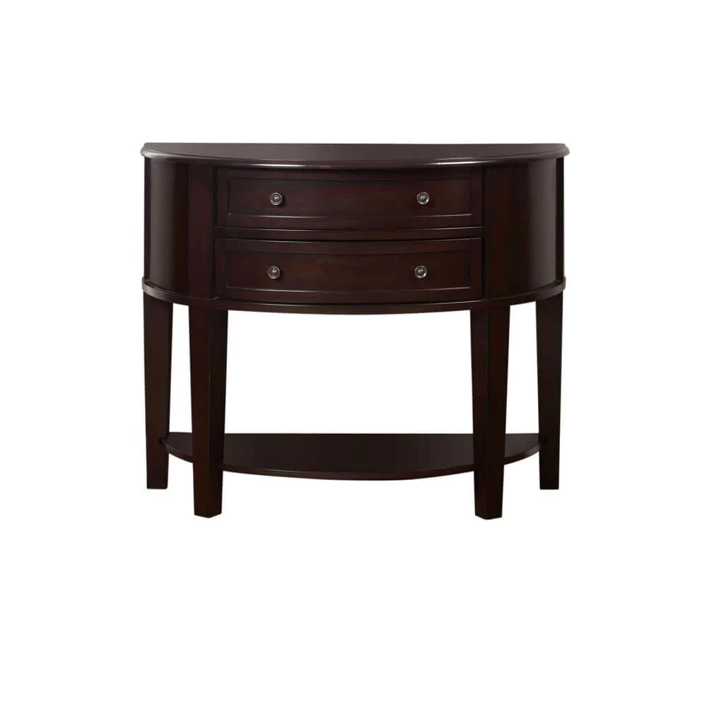 Annabell 38 in. Espresso Standard Half-Round Wood Console Table with 2-Drawers by Furniture of America 1 Annabell 38 in. Espresso Standard Half-Round Wood Console Table with 2-Drawers by Furniture of America