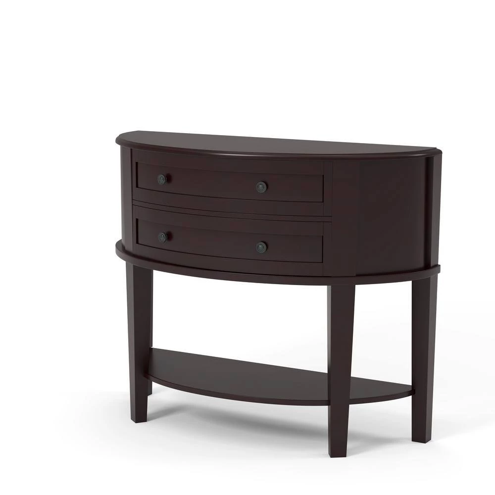 Annabell 38 in. Espresso Standard Half-Round Wood Console Table with 2-Drawers by Furniture of America 2 Annabell 38 in. Espresso Standard Half-Round Wood Console Table with 2-Drawers by Furniture of America - Image 2