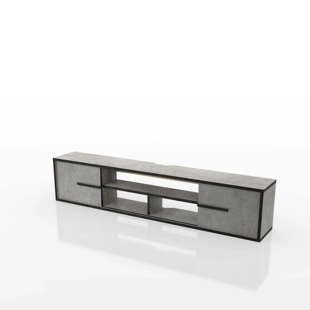 Nowlin 63 in. Faux Cement MDF Floating TV Stand with Sliding Doors Fits Up to 70 in TV by Furniture of America 5 Nowlin 63 in. Faux Cement MDF Floating TV Stand with Sliding Doors Fits Up to 70 in TV by Furniture of America - Image 5