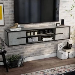 Nowlin 63 in. Faux Cement MDF Floating TV Stand with Sliding Doors Fits Up to 70 in TV by Furniture of America 14 Nowlin 63 in. Faux Cement MDF Floating TV Stand with Sliding Doors Fits Up to 70 in TV by Furniture of America -Furniture of America Sales Store faux cement furniture of america tv stands fgi 1884c20 tvc 76 1000