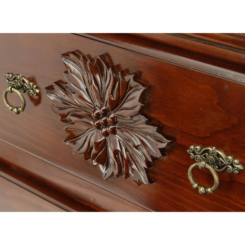 Polasca 2-Drawer Glossy Dark Pine Nightstand 24.25 in. H x 28 in. W x 16 in. D by Furniture of America 5 Polasca 2-Drawer Glossy Dark Pine Nightstand 24.25 in. H x 28 in. W x 16 in. D by Furniture of America - Image 5