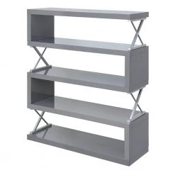 Wacca 54 in. Glossy Gray Wood 5-Shelf Standard Bookcase by Furniture of America