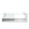 Bellamy 48 in. Glossy White/Clear Large Rectangle Glass Coffee Table with Shelf by Furniture of America