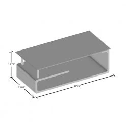 Bellamy 48 in. Glossy White/Clear Large Rectangle Glass Coffee Table with Shelf by Furniture of America -Furniture of America Sales Store glossy white furniture of america coffee tables idf 4056c 76 1000