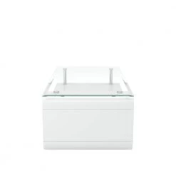 Bellamy 48 in. Glossy White/Clear Large Rectangle Glass Coffee Table with Shelf by Furniture of America -Furniture of America Sales Store glossy white furniture of america coffee tables idf 4056c fa 1000