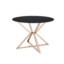 Kapela 41.5 in. Gold and Black Round Dining Table by Furniture of America