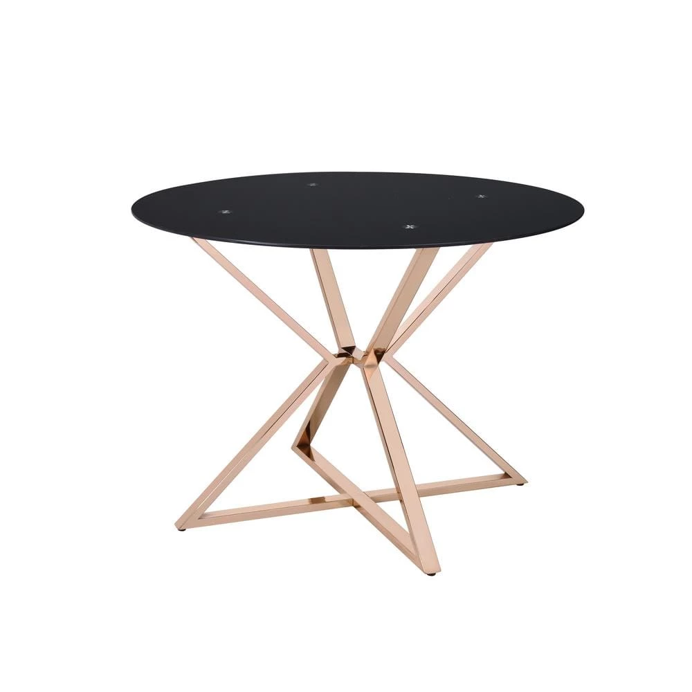 Kapela 41.5 in. Gold and Black Round Dining Table by Furniture of America 1 Kapela 41.5 in. Gold and Black Round Dining Table by Furniture of America