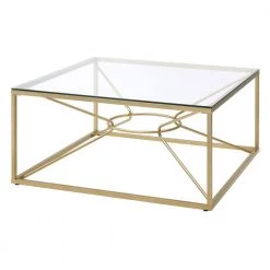 Karrey 35 .78 in. Gold Coating and Clear Square Glass Top Coffee Table by Furniture of America 13 Karrey 35 .78 in. Gold Coating and Clear Square Glass Top Coffee Table by Furniture of America -Furniture of America Sales Store gold coating and clear furniture of america coffee tables idf 4534c 1f 1000