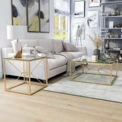 Karrey 35 .78 in. Gold Coating and Clear Square Glass Top Coffee Table by Furniture of America 15 Karrey 35 .78 in. Gold Coating and Clear Square Glass Top Coffee Table by Furniture of America -Furniture of America Sales Store gold coating and clear furniture of america coffee tables idf 4534c 31 1000