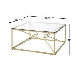 Karrey 35 .78 in. Gold Coating and Clear Square Glass Top Coffee Table by Furniture of America 10 Karrey 35 .78 in. Gold Coating and Clear Square Glass Top Coffee Table by Furniture of America -Furniture of America Sales Store gold coating and clear furniture of america coffee tables idf 4534c 40 1000