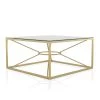 Karrey 35 .78 in. Gold Coating and Clear Square Glass Top Coffee Table by Furniture of America