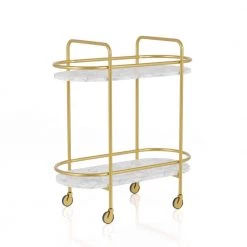Ashney 2-Shelf Gold Coating and White Serving Cart by Furniture of America