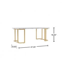 Pasadina 47.25 in. Gold Coating and White Rectangular Faux Marble Top Coffee Table by Furniture of America -Furniture of America Sales Store gold coating and white furniture of america coffee tables idf 4564wh c 40 1000